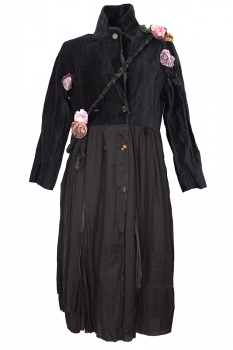Aleksandr Manamis Black Silk Skirt Coat